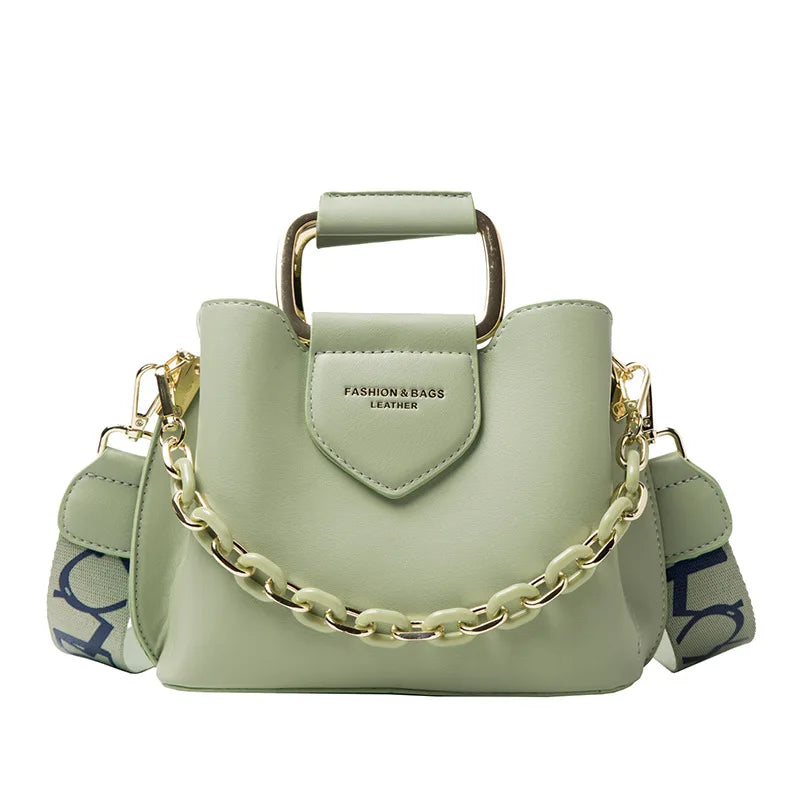 Mini bolso tipo cartera con detalle de cadena (bolso de hombro con cremallera de diseño y correa para bufanda)