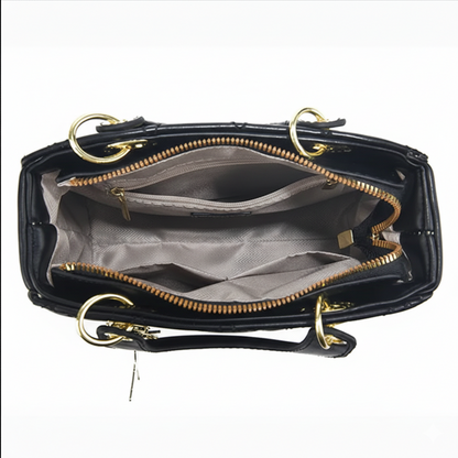 Mini bolso de hombro acolchado (bolso con cremallera y herrajes dorados, correa cruzada y detalle de dije)