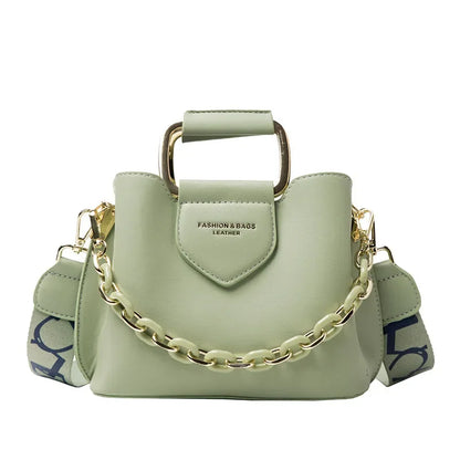 Mini bolso tipo cartera con detalle de cadena (bolso de hombro con cremallera de diseño y correa para bufanda)