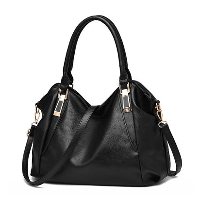 Black structured slouch satchel purse with top handles women's elegant everyday handbag side angle