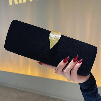 Nocturne Leaf Velvet Evening Clutch