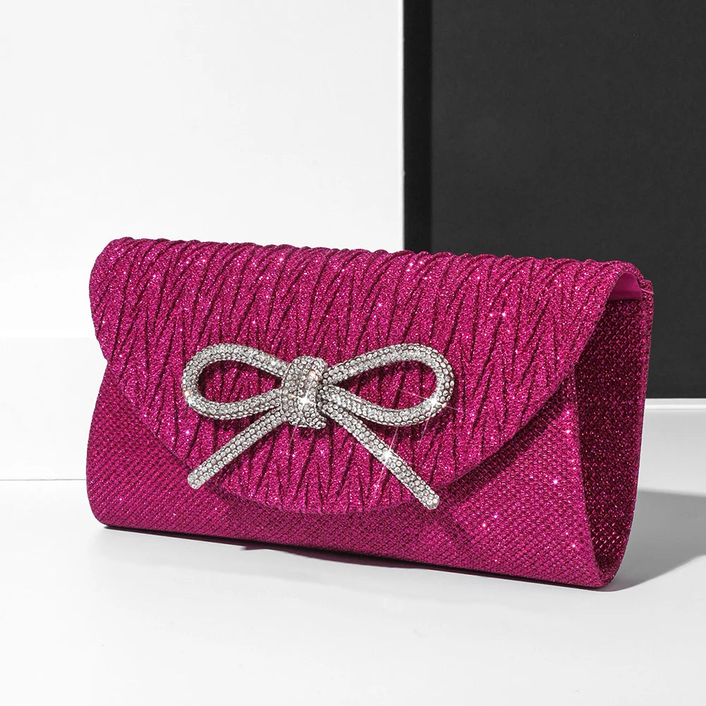 The Noir Éclat Satin Bow Clutch