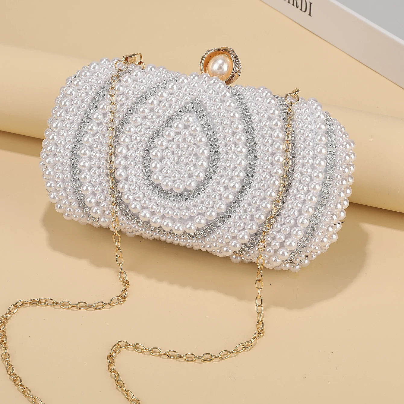 Pearl Radiance Beaded Pillow Clutch
