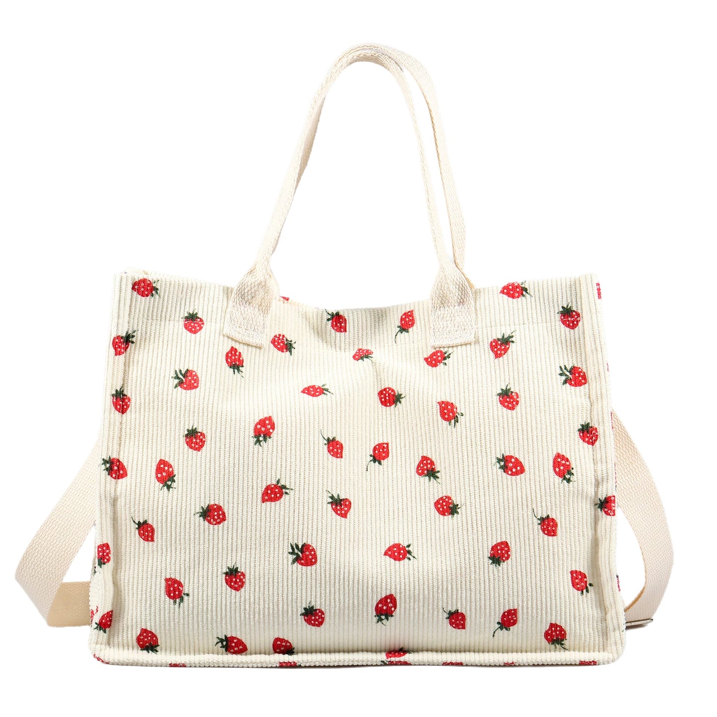 Strawberry Print Canvas Tote Bag