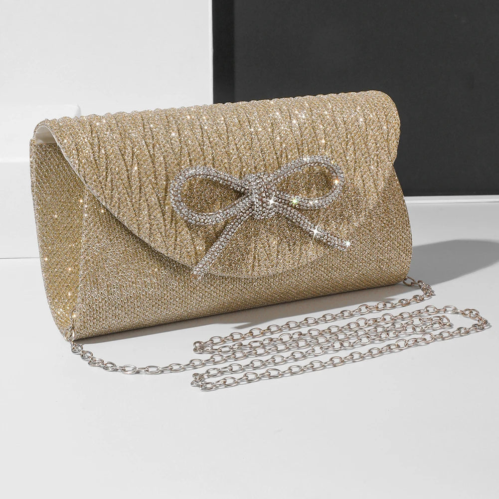 The Noir Éclat Satin Bow Clutch