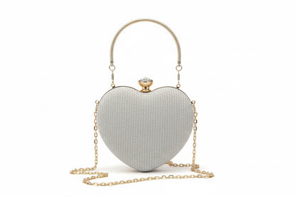 Bolso de hombro con forma de media luna y corazón (minibolso de lunares con cremallera y correa de cadena para el día a día y para salir por la noche)
