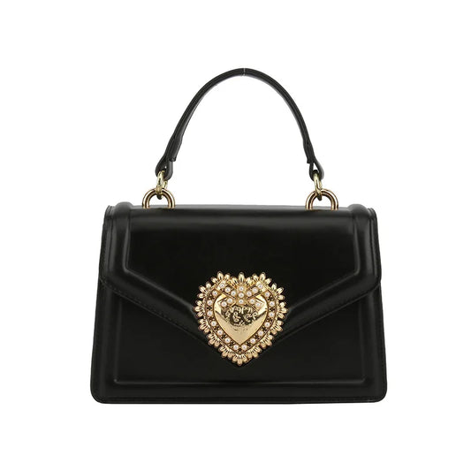 Jeweled Heart Flap Shoulder Bag